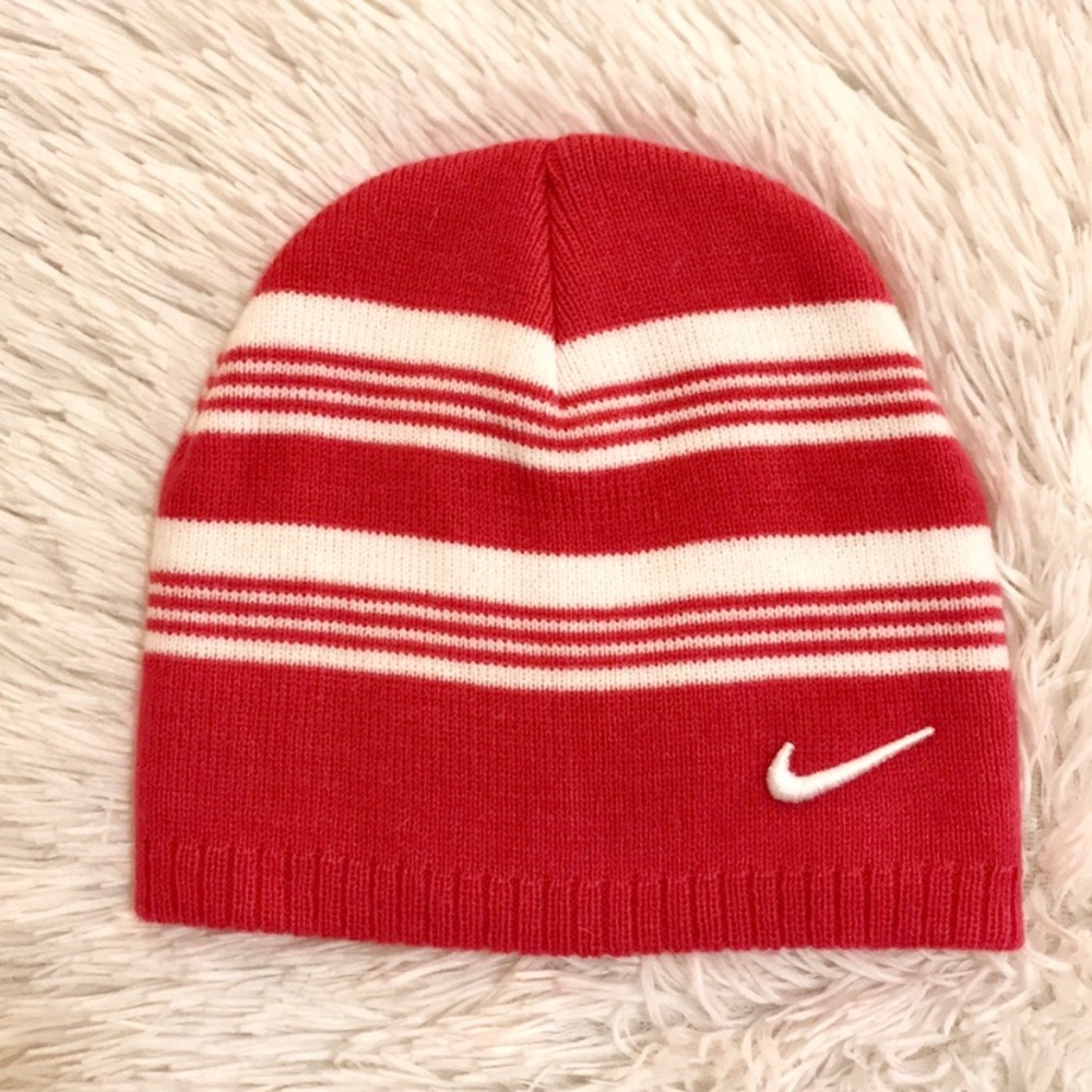 NIKE | Pink White Striped Beanie Hat GIRLS 4 - 6x
